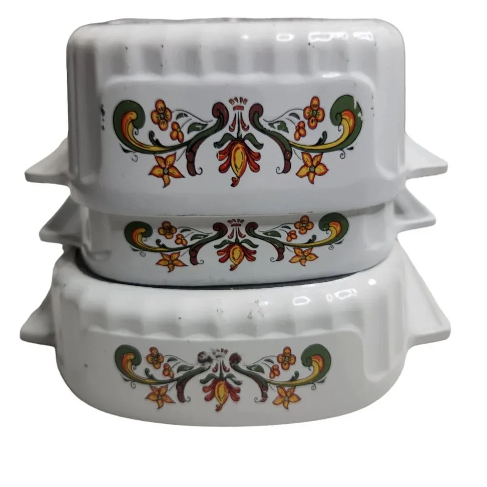 Vintage 3-Piece Nordic Ware Cast Bake Ware Casserole 2 Qt Bundt 1 1/2 Qt 1 Qt